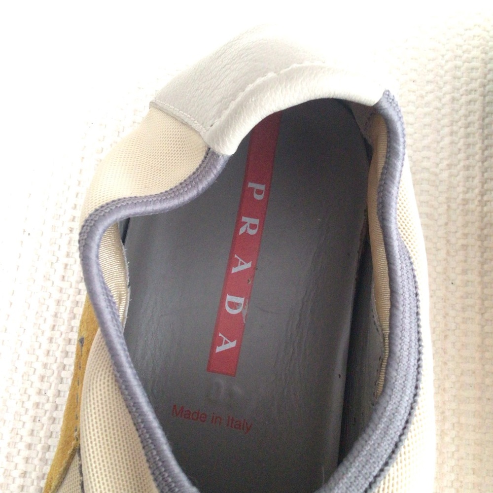 Prada Men or Women Beige and Mustard Slip-Ons. RUC - Picture 8 of 9